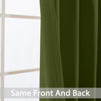 Yakamok Blackout Curtains 38x84 inch Olive Green Thermal Drapes-Bedroom