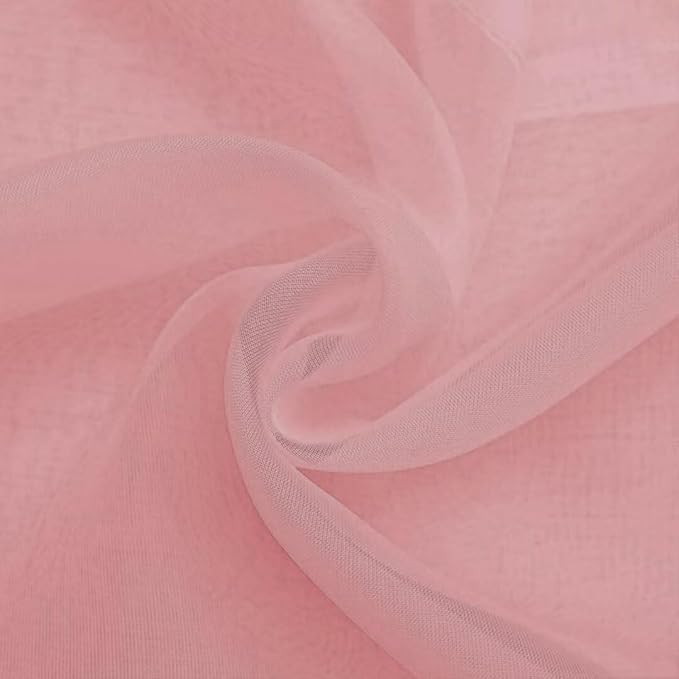 SpaceDresser Sheer Voile Window Treatment Rod Pocket Curtain Panels for Kitchen Bedroom Living Room Drapes Sunlight Filtering Privacy Semi Home Decor Assorted Colors Sizes (Blush, 52 W x 90 L)