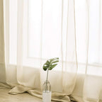 MIULEE 2 Panels Solid Color Sheer Window Curtains Elegant Window Voile Panels/Drapes/Treatment for Bedroom Living Room (54X72 Inches Beige)