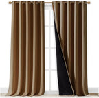 NICETOWN Total Shade Curtains and Draperies, Gold Brown, Package of 2, 62 inches Wide x 95 inches, LongHeavy-Duty Full Light Shading Drapes with Black Liner Backing for Villa/Hall/Dorm Window