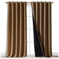 NICETOWN Total Shade Curtains and Draperies, Gold Brown, Package of 2, 62 inches Wide x 95 inches, LongHeavy-Duty Full Light Shading Drapes with Black Liner Backing for Villa/Hall/Dorm Window