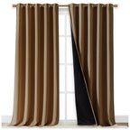 NICETOWN Total Shade Curtains and Draperies, Gold Brown, Package of 2, 62 inches Wide x 95 inches, LongHeavy-Duty Full Light Shading Drapes with Black Liner Backing for Villa/Hall/Dorm Window