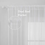 MIULEE 2 Panels Solid Color White Sheer Window Curtains Elegant Window Voile Panels/Drapes/Treatment for Bedroom Living Room (54 X 102 Inches White)