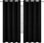 LEMOMO Blackout Curtains 66 x 72 Inch Long Black Curtains Set of 2 Panels Room Darkening Curtains for Bedroom and Living Room