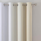 Estelar Textiler Beige and Greyish White Blackout Curtains 108 Inches Long, Thermal Insulated Drapes for Bedroom, Full Light Blocking Energy Saving Long Curtains for Living Room, 52Wx108L, 2 Panels