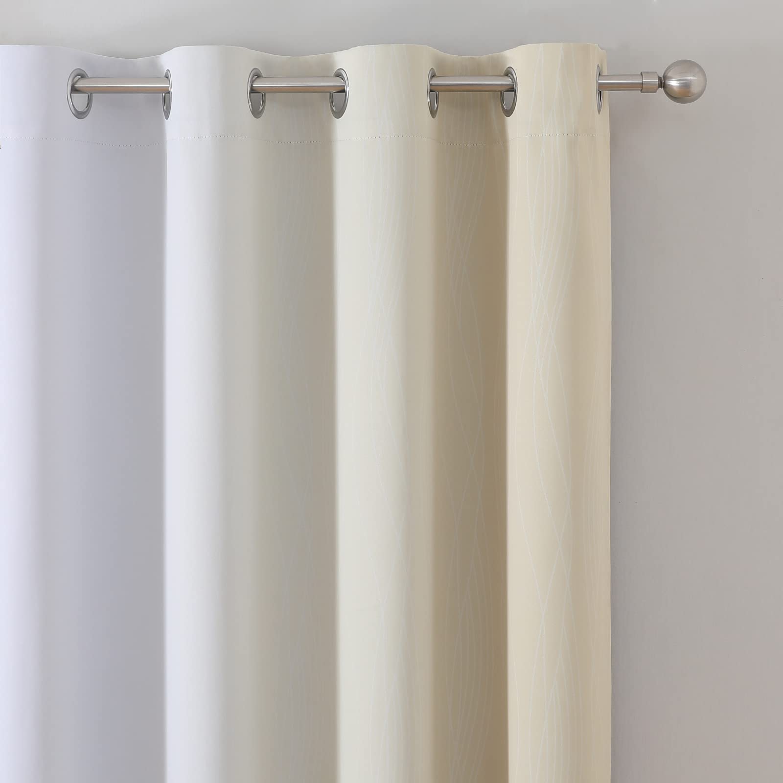 Beige and Greyish White Ombre Blackout Curtains Living Room 84 Inches Long
