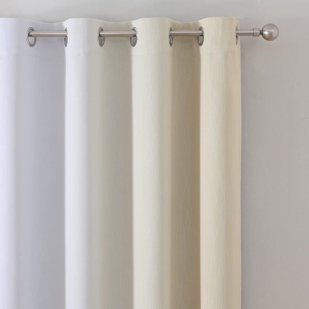 Beige and Greyish White Ombre Blackout Curtains Living Room 72 Inches Long