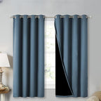 NICETOWN 100% Blackout Curtains 45" Long, Smoky Blue, 1 Pair, 52" Width Each Panel, 2 Thick Layers Completely Blackout Window Treatment Thermal Insulated Lined Drapes for Small Window