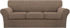 Turquoize 4 Piece Sofa Covers for 3 Cushion Couch Sofa Slipcover Soft Couch Cover for Dogs-Washable Sofa Furniture Cover with 3 Individual Cushion Covers (3 Cushion Sofa, Macchiato)