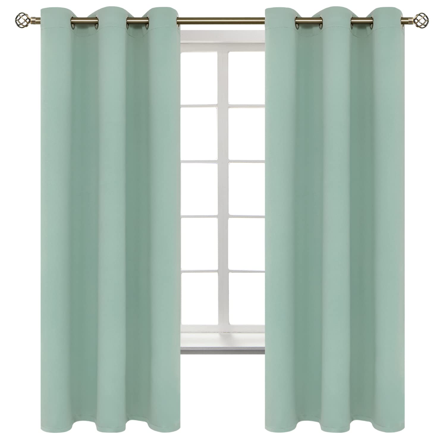 BGment Frosty Green Room Darkening Curtains 63 Inch for Bedroom - 2 Panels