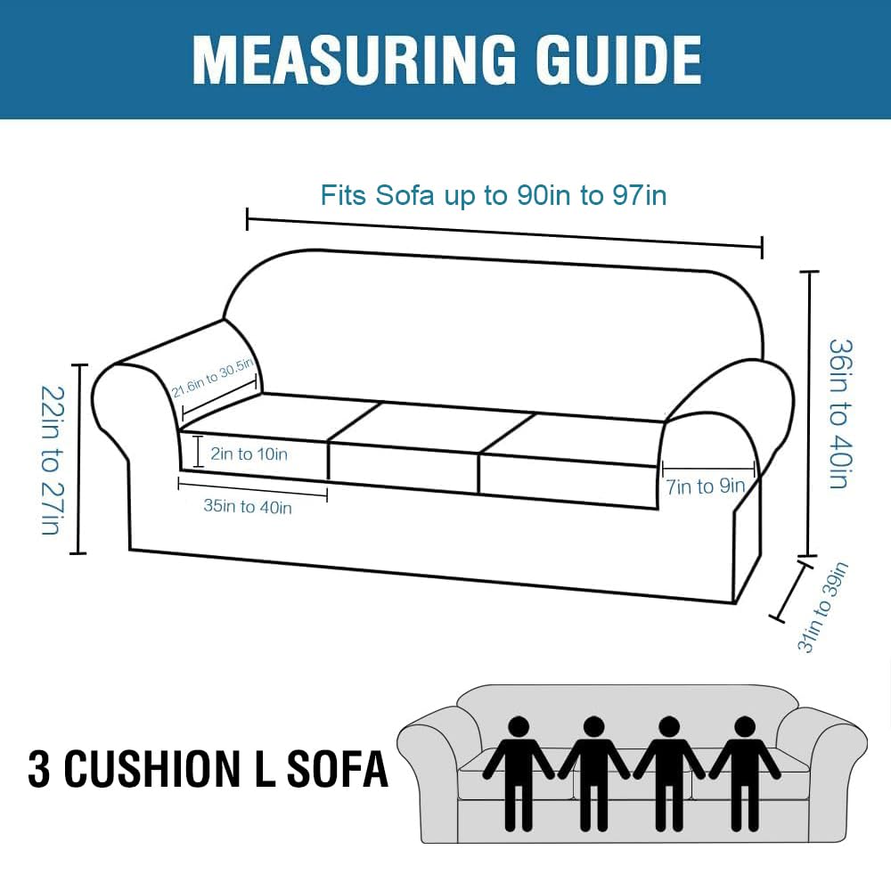 H.VERSAILTEX High Stretch Sofa Slipcover 4 Piece Cover Velvet Furniture Protector Form Fit Thick Velvet Extra Large Sofa Cover for 3 Cushion Couch Width Up to 97 Inch (Large Sofa, Brown)