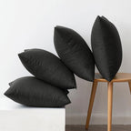 MIULEE Pack of 4 Decorative Outdoor Throw Pillow Covers Linen Waterproof Pillow Covers Summer Farmhouse Cushion Cases for Patio Garden Tent Balcony Couch Sofa 16x16 Inch Black