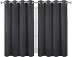 LEMOMO Dark Grey Thermal Blackout Curtains/52 x 45 Inch/Set of 2 Panels Room Darkening Curtains