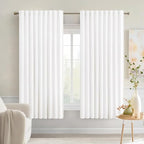 MIULEE Pure White Back Tab Light Blocking Curtains 63 Inch Length 2 Panels Set for Living Room Bedroom Privacy, Rod Pocket/Pinch Pleat Thermal Insulated Room Darkening Pleated Blackout Drapes