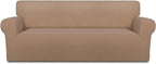 PureFit Super Stretch Sofa Slipcover – Spandex Non Slip Soft Couch Sofa Cover, Washable Furniture Protector with Non Skid Foam and Elastic Bottom for Kids, Pets （Sofa, Camel）