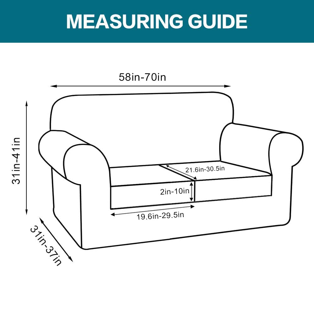 Turquoize 3 Piece Sofa Covers for 2 Cushion Couch Sofa Slipcover Soft Couch Cover for Dogs-Washable Sofa Furniture Covers with 2 Individual Cushion Covers, Feature Jacquard Fabric (Loveseat, Black)