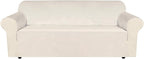 H.VERSAILTEX Stretch Sofa Covers Large Couch Covers Sofa Slipcovers Furniture Protector Soft with Non Slip Elastic Bottom, Feature Thick Comfy Rich Velour (XL Sofa, Ivory)