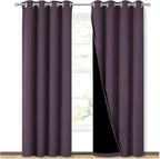 NICETOWN 100% Blackout Curtains 84 inches Long, Plum, 52 inches Wide, Pair of Energy Smart & Noise Blocking Out Drapes for Baby Room Window, Thermal Insulated Guest Room Lined Window Dressing