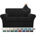 Turquoize 3 Piece Sofa Covers for 2 Cushion Couch Sofa Slipcover Soft Couch Cover for Dogs-Washable Sofa Furniture Covers with 2 Individual Cushion Covers, Feature Jacquard Fabric (Loveseat, Black)