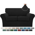 Turquoize 3 Piece Sofa Covers for 2 Cushion Couch Sofa Slipcover Soft Couch Cover for Dogs-Washable Sofa Furniture Covers with 2 Individual Cushion Covers, Feature Jacquard Fabric (Loveseat, Black)