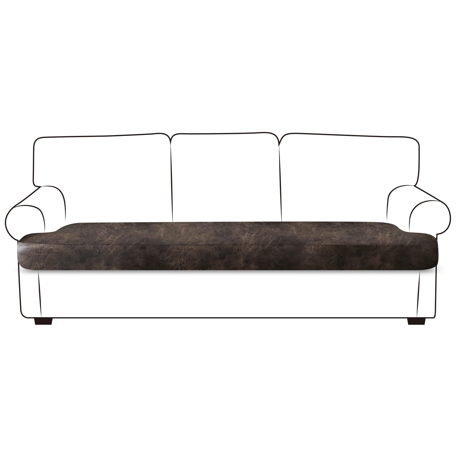 ANARACHON Leather Look Couch Cushion Covers Sofa Seat Slipcovers Sets Couches Furniture Protector for Sectional Armchair Loveseat Pets Kids Stretch Spandex Fabric (1 T-Cushion Sofa, Brown)