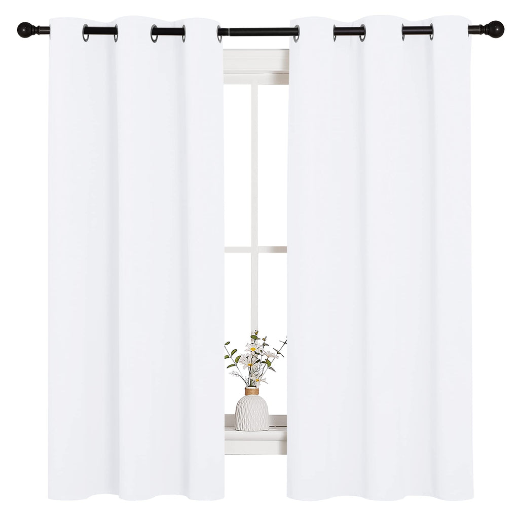 NICETOWN White Window Curtain Panels - 50% Light Blocking Curtains for Bedroom & Dining Room Window (Set of 2, 42 inches x 63 inches)