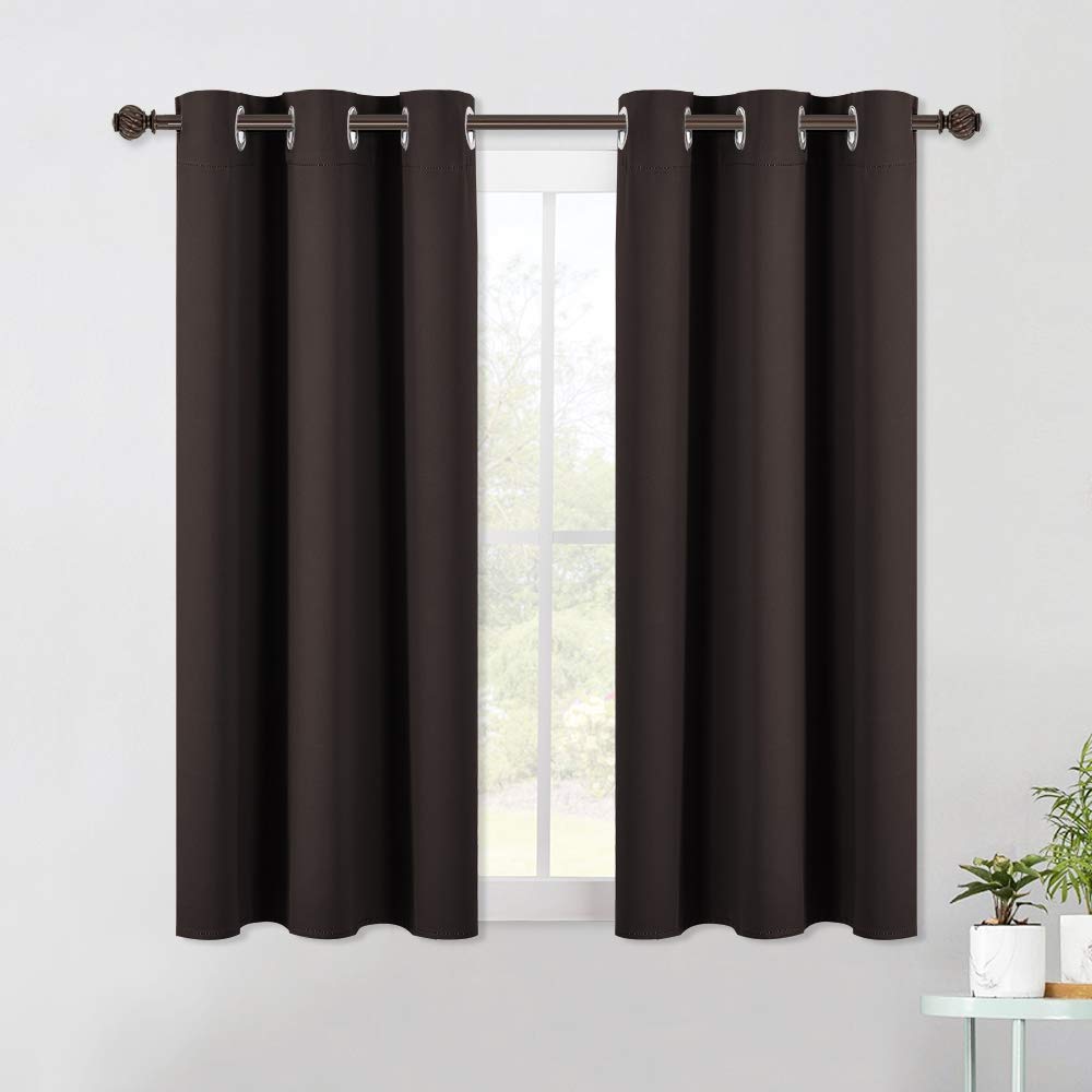 NICETOWN Blackout Curtains & Drapes for Bedroom, Toffee Brown, W34 x L40, Set of 2, Triple Weave Grommet Top Thermal Insulated Light Blocking Panels for Bathroom/Living Room