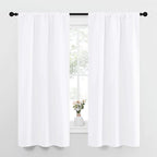 NICETOWN White Curtains for Bedroom, Short Curtains & Draperies for Small Window, Home Decoration Draperies (34 in x 63 in (W x L), 2 PCs)