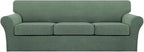 Turquoize 4 Piece Sofa Covers for 3 Cushion Couch Sofa Slipcover Soft Couch Cover for Dogs Washable Furniture Cover with 3 Individual Large Cushion Covers Feature Fabric (Large Sofa, Loden Frost)