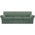 Turquoize 4 Piece Sofa Covers for 3 Cushion Couch Sofa Slipcover Soft Couch Cover for Dogs Washable Furniture Cover with 3 Individual Large Cushion Covers Feature Fabric (Large Sofa, Loden Frost)
