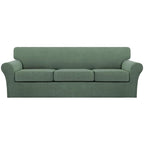 Turquoize 4 Piece Sofa Covers for 3 Cushion Couch Sofa Slipcover Soft Couch Cover for Dogs Washable Furniture Cover with 3 Individual Large Cushion Covers Feature Fabric (Large Sofa, Loden Frost)
