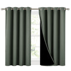 NICETOWN Dark Mallard 100% Blackout Curtains 45 inches Long, 2 Thick Layers Completely Blackout Window Treatment Thermal Insulated Lined Drapes for Small Window (1 Pair, 52 inches Width Each Panel)