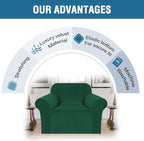 H.VERSAILTEX Stretch Velvet Armchair Cover Couch Covers 1 Cushion Chair Slipcover for Living Room Furniture Cover Crafted from Thick Comfy Rich Velour (Chair 31"-49", Christmas Green)