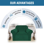 H.VERSAILTEX Stretch Velvet Armchair Cover Couch Covers 1 Cushion Chair Slipcover for Living Room Furniture Cover Crafted from Thick Comfy Rich Velour (Chair 31"-49", Christmas Green)