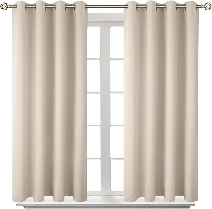 BGment Short Curtains for Small Window 54 Inch Long - Champagne 2 Panels