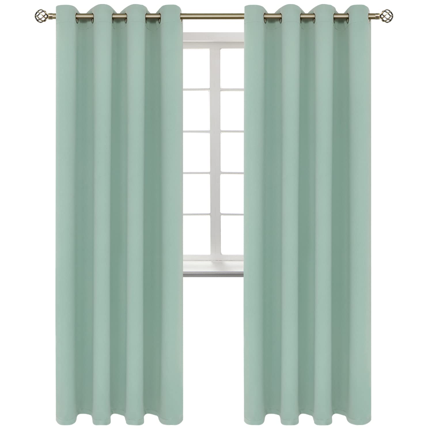 BGment Blackout Curtains - Grommet Thermal Insulated Room Darkening Bedroom and Living Room Curtains, Set of 2 Panels (52 x 84 Inch, Frosty Green)