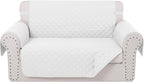 Reversible Loveseat Sofa Covers Couch Cover Furniture Protector(Loveseat,White/White)