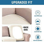 H.VERSAILTEX High Stretch Individual Seat Cushion Covers Sofa Slipcovers Couch Cushion Covers Sofa Covers Featuring Jacquard Textured Twill Fabric (2 Pack for 2 Cushion Loveseat, Natural, Medium)