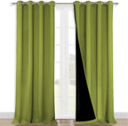NICETOWN 100% Blackout Blinds, Set of 2, 46" x 96", Fresh Green, Laundry Room Decor Window Treatment Curtains for Large Patio Sliding Door, Thermal Insulated Curtains for Bedroom