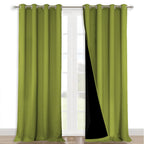 NICETOWN 100% Blackout Curtains for Windows, Pack of 2, 52" W x 108" L, Fresh Green, Super Heavy-Duty Black Lined Total Darkness Drapes for Bedroom, Privacy Assured Window Treatment for Patio