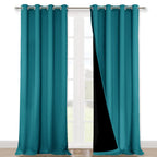 NICETOWN Full Shading Curtains for Windows, Super Heavy-Duty Black Lined Blackout Curtains for Bedroom, Privacy Assured Window Treatment (Peacock Teal, Pack of 2, 52 inches W x 95 inches L)