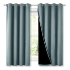 NICETOWN 100% Blackout Curtains with Black Liners, Thermal Insulated Full Blackout 2-Layer Lined Drapes, Energy Efficiency Window Draperies for Bedroom (Greyish Blue, 2 Panels, 52-inch W by 63-inch L)