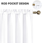 DWCN White Curtains for Living Room Thermal Insulated, 50% Light Blocking Curtains for Bedroom, Dining Room Window, W 42x L 63 Inch, Set of 2 Rod Pocket Curtain Panels