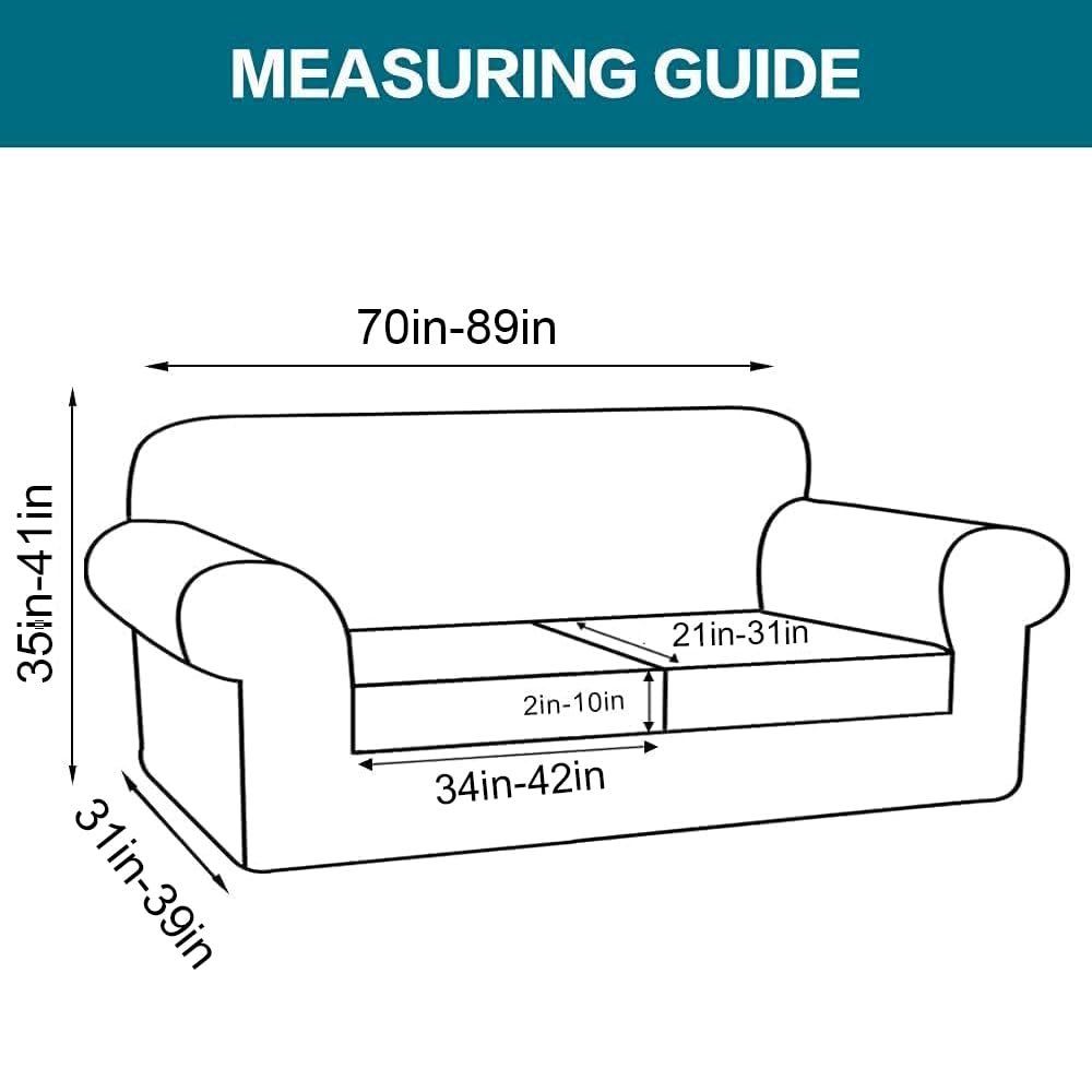 Turquoize 3 Piece Sofa Covers for 2 Cushion Couch Sofa Slipcover Soft Couch Cover for Dogs-Washable Sofa Furniture Cover with 2 Individual Cushion Covers, Feature Fabric (2 Cushion Sofa, Macchiato)