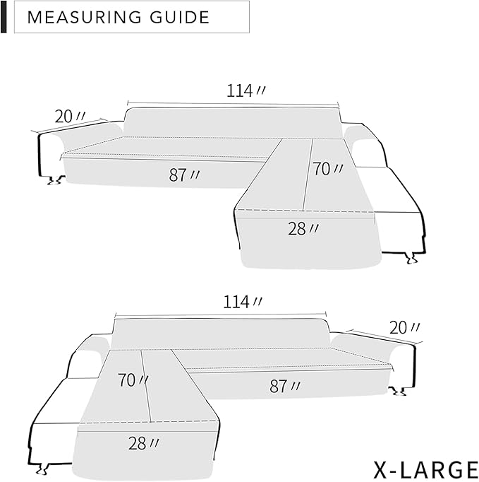 Easy-Going Sofa Slipcover L Shape Sofa Cover Sectional Couch Cover Furniture Protector Mat for Pets Dog Cat (X-Large, Light Gray/Light Gray)