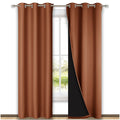 NICETOWN Full Shade Curtain Panels, 37" Wide x 80" Long, Burnt Orange, Pair of Thermal Insulated & Energy Efficiency Blackout Drapes for Living Room, Lined Silky Performance Window Dressing