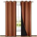 NICETOWN Full Shade Curtain Panels, 37" Wide x 80" Long, Burnt Orange, Pair of Thermal Insulated & Energy Efficiency Blackout Drapes for Living Room, Lined Silky Performance Window Dressing