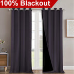 NICETOWN Full Shading Curtains for Windows, Greyish Purple, Pack of 2, 52" W x 95" L, Super Heavy-Duty Black Lined Blackout Curtains for Bedroom, Privacy Assured Window Treatment