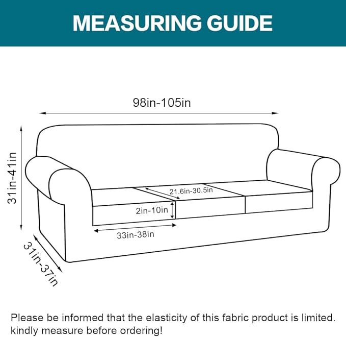 Turquoize 4 Piece Sofa Covers for 3 Cushion Couch Sofa Slipcover Soft Couch Cover for Dogs-Washable Sofa Furniture Covers with 3 Individual Large Cushion Covers (XL Sofa, Caramel)