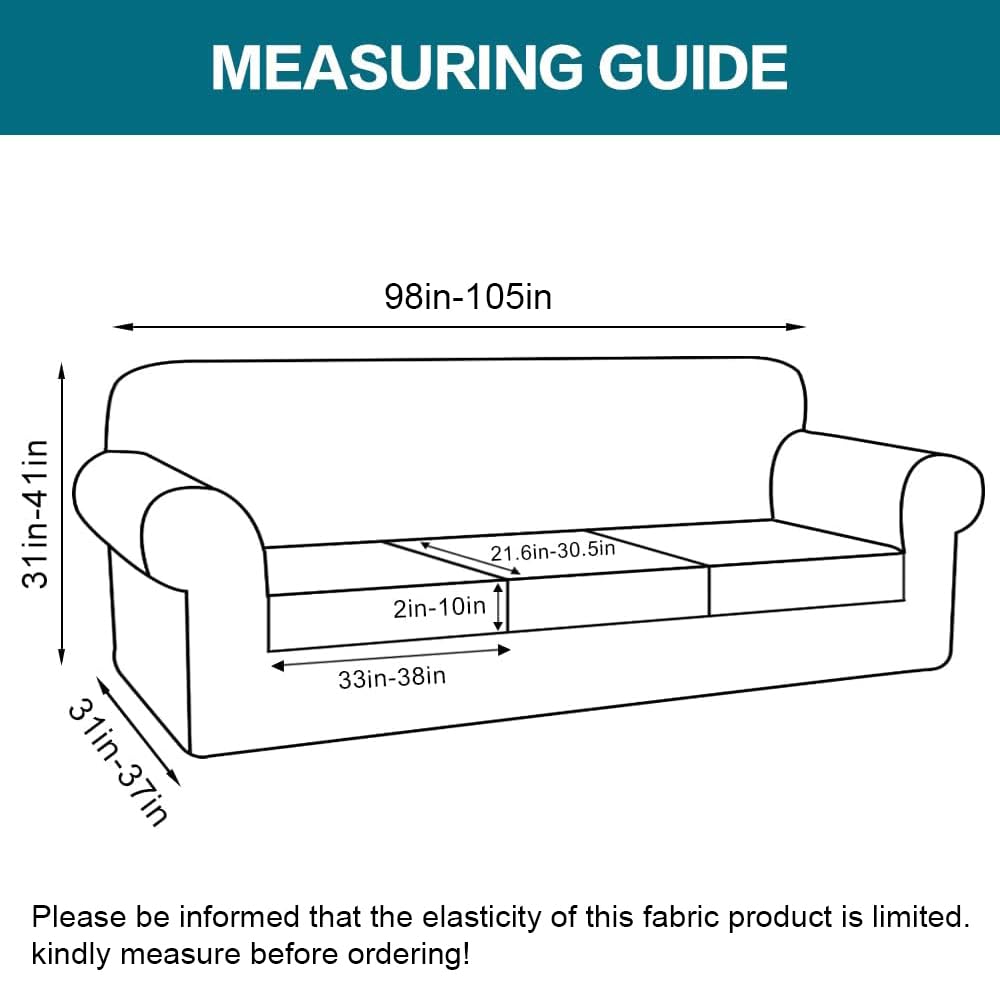 Turquoize 4 Piece Sofa Covers for 3 Cushion Couch Sofa Slipcover Soft Couch Cover for Dogs-Washable Sofa Furniture Covers with 3 Individual Large Cushion Covers, Feature Thick Fabric (XL Sofa, Taupe)